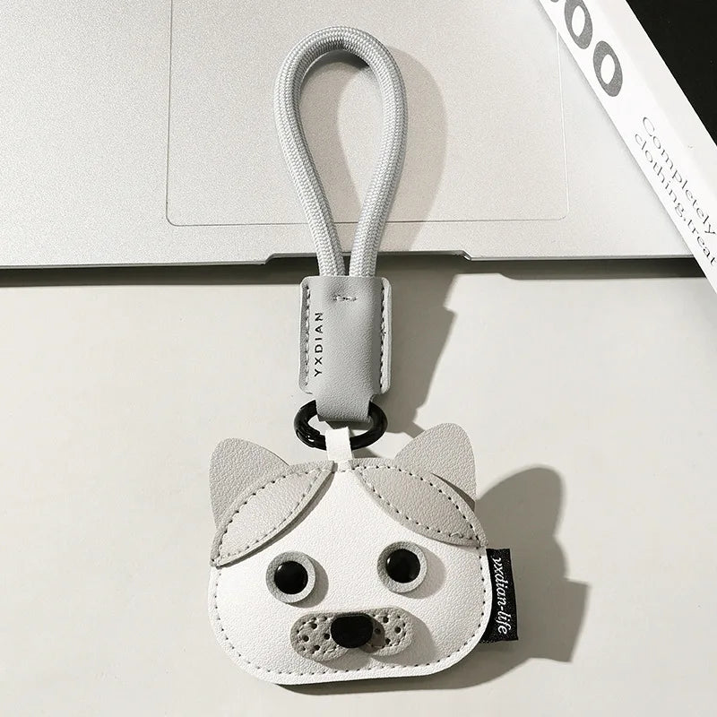 High Quality PU Leather Car Keychain for Puppy Cat Schoolbag Pendant Jewelry Metal Iron Hanging Ornament Small Gifts Bulk