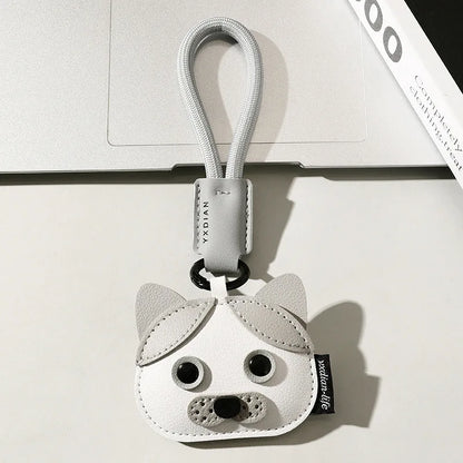 High Quality PU Leather Car Keychain for Puppy Cat Schoolbag Pendant Jewelry Metal Iron Hanging Ornament Small Gifts Bulk