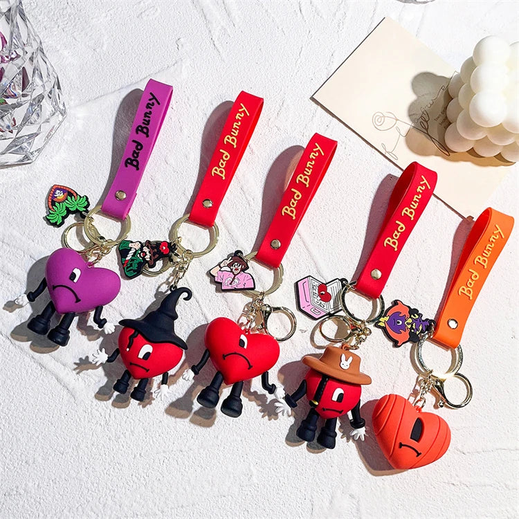 New Arrival PVC Rubber Keychain Creative Cartoon Car Pendant Promotional Rabbit Accessories and Gifts Keychain