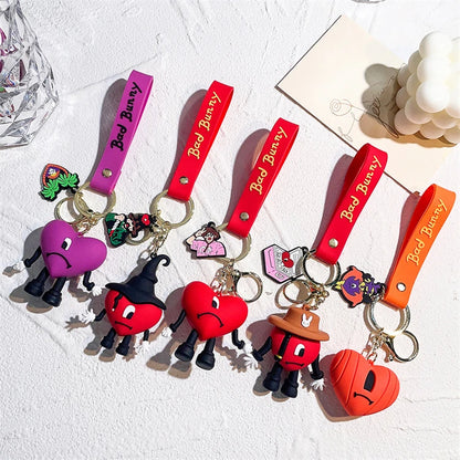 New Arrival PVC Rubber Keychain Creative Cartoon Car Pendant Promotional Rabbit Accessories and Gifts Keychain