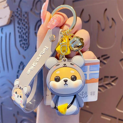 Authentic Cartoon Twelve Zodiac Animals Silicone Keychain Cute and Exquisite Shiba Dog Keychain Couple Backpack Pendant