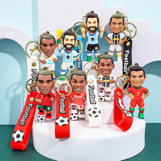New Arrival Most Popular 3D Cartoon PVC Rubber Keychain Football Team Star Keychains