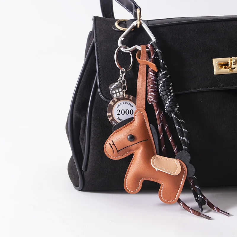 Cute Pony Bag Charm Trendy Phone Case Accessory Car Pu Keychain Wholesale