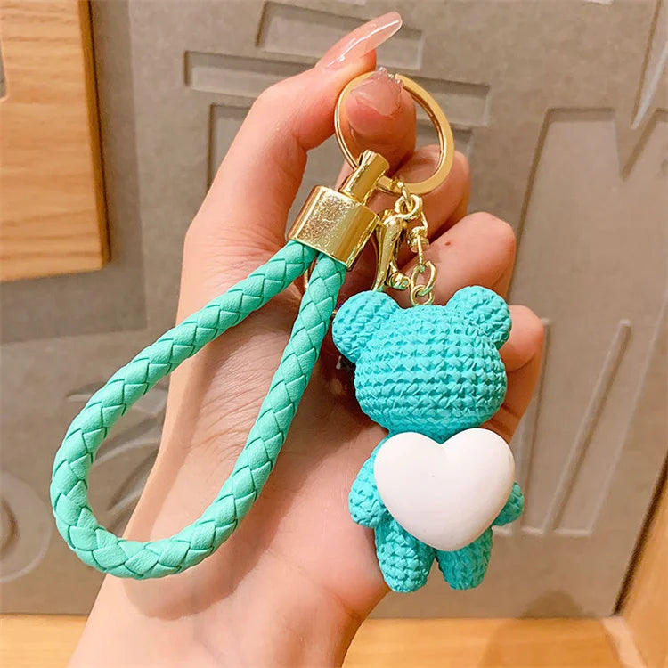 Creative Love Bear Keychain Lovely Runner Same Couple Doll Keychain Hanging Accessories Bag Hanging Accessories