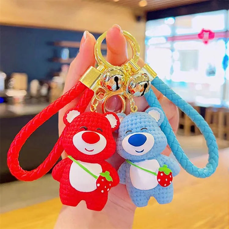 Strawberry Bear Keychain Cute Cartoon Jewelry Pendant Doll Kindergarten Children's Bag Keychain