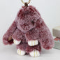 Plush Bunny Women Fur Pom Pom Keychain 14cm Angel Rabbit Key Ring Hare Pompom Plush Dolls Toy Girls Bag Car Key Pendant