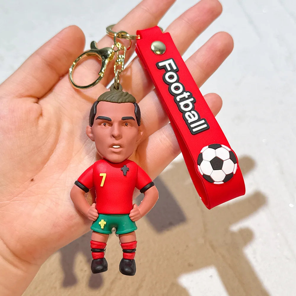 New Arrival Most Popular 3D Cartoon PVC Rubber Keychain Football Team Star Keychains