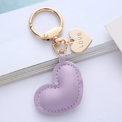Leather Heart Keychain Charms Bag and Backpack Small Charm Car and Bag Keychain