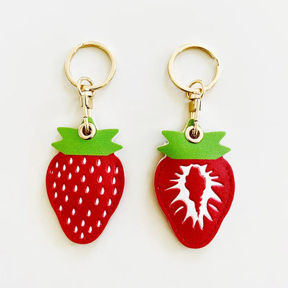PU Leather Fruit Collection Access Card Holder Creative Keyring Charming Bag Charm Exquisite Design