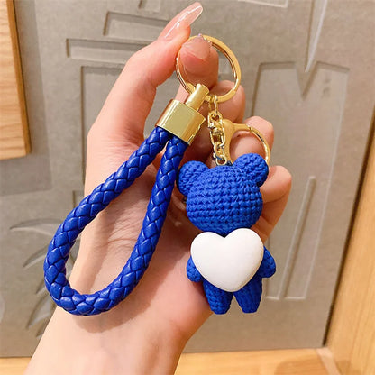 Creative Love Bear Keychain Lovely Runner Same Couple Doll Keychain Hanging Accessories Bag Hanging Accessories