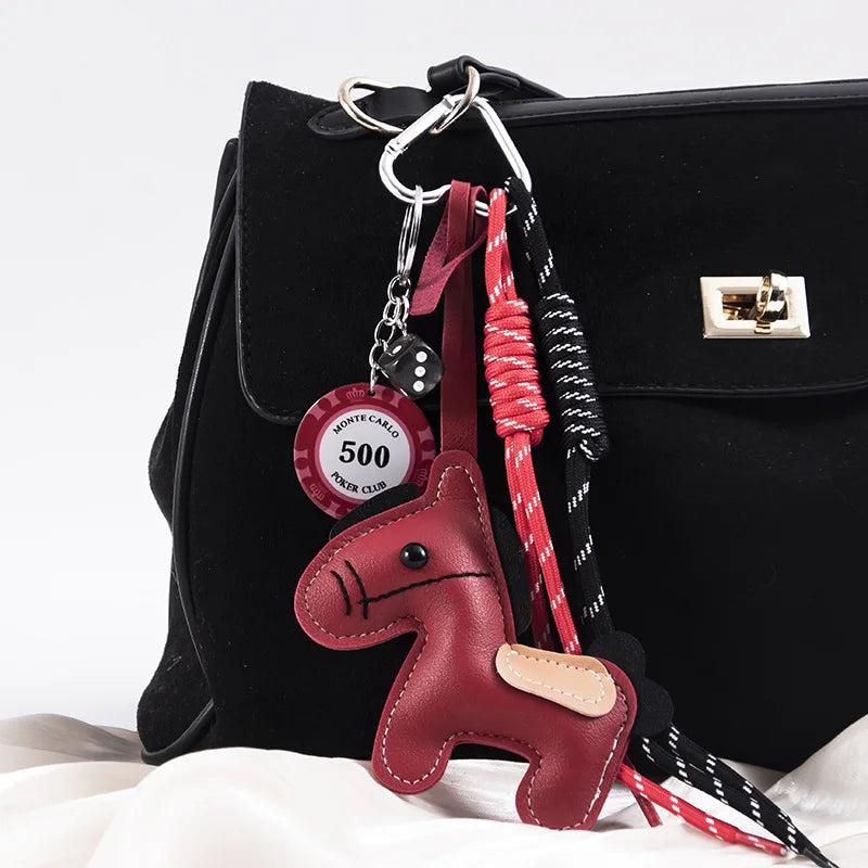 Cute Pony Bag Charm Trendy Phone Case Accessory Car Pu Keychain Wholesale