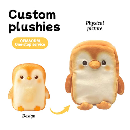 OEM/ODM Custom Cute Bread Penguin Plush Toy Animal Plush Keychain, Cultural Creative IP Derivative Development and Manufacturing