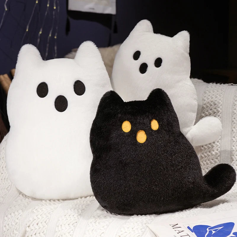 2026 New Custom Soft Cute Halloween Ghost Cat Plush Pillow Stuffed Pillow  Festival Decoration Black Cat