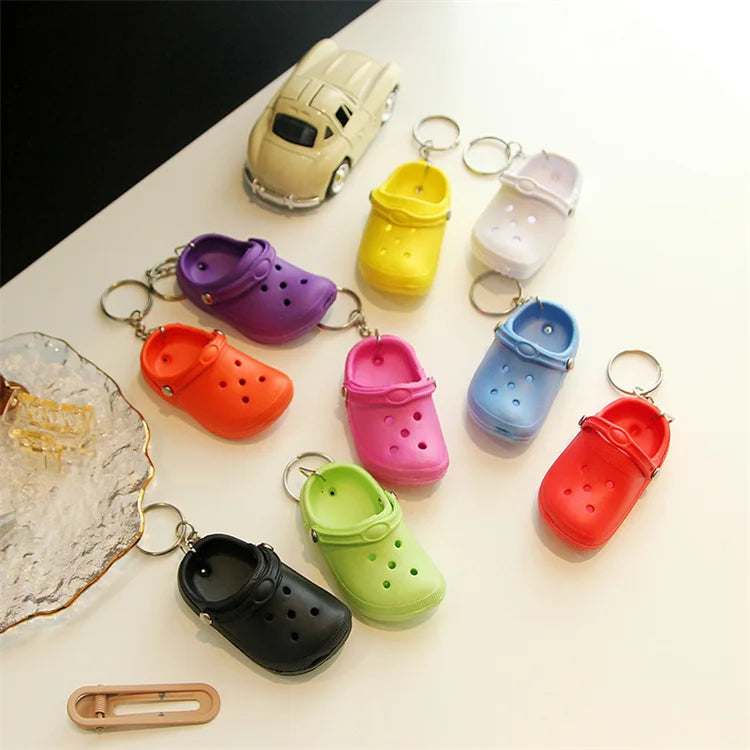 3D Mini EVA Keychain Plastic Foam Beach Hole Sandal Slipper Keychain Decoration Beach Shoe Keychain