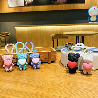 Creative Love Bear Keychain Lovely Runner Same Couple Doll Keychain Hanging Accessories Bag Hanging Accessories