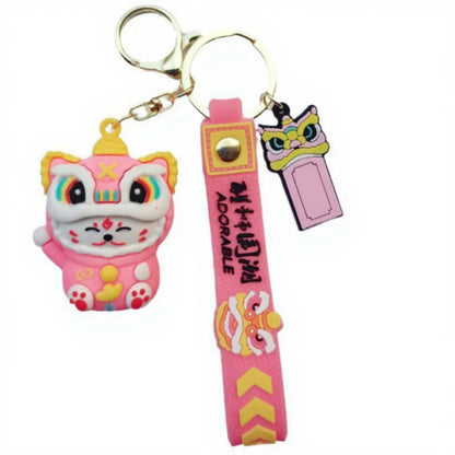 Totoro Lion Dance Maneki Neko Lucky Cat Cute Keychain Tiger Pendant the Year of the Loong Doll Cartoon Bag Pendant Keychain
