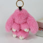Plush Bunny Women Fur Pom Pom Keychain 14cm Angel Rabbit Key Ring Hare Pompom Plush Dolls Toy Girls Bag Car Key Pendant