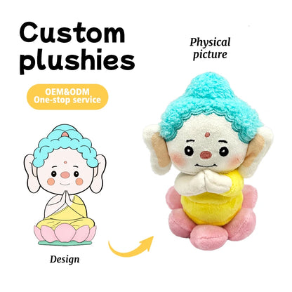 Customizable OEM/ODM Factory Source Free Design Modification Buddha Doll Lotus Throne Plush Pendant Toy for Cultural Bulk Gift
