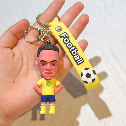 New Arrival Most Popular 3D Cartoon PVC Rubber Keychain Football Team Star Keychains