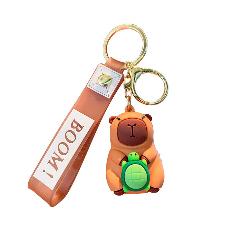 Wholesale of New Cartoon Capybara Silicone Doll Keychains Cute Car Bags Keychains Couple Pendant Gifts