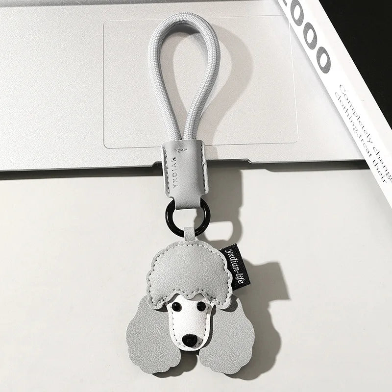 High Quality PU Leather Car Keychain for Puppy Cat Schoolbag Pendant Jewelry Metal Iron Hanging Ornament Small Gifts Bulk