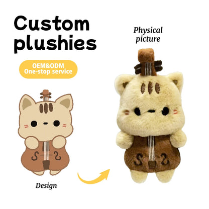 Factory Direct Custom Cute Cat Pendant Adorable Stuffed Animal Toy OEM Services Print Logo and Text As Promotional Gift