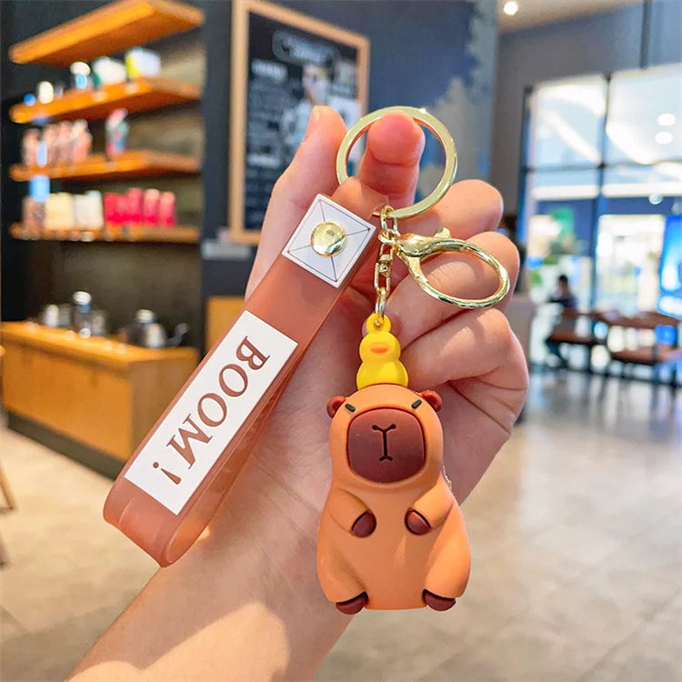 Wholesale of New Cartoon Capybara Silicone Doll Keychains Cute Car Bags Keychains Couple Pendant Gifts