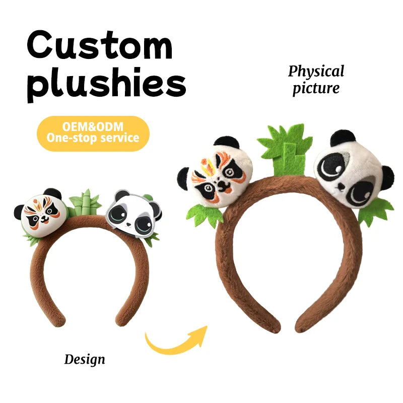 Professional Customizable Plush Toy Chinese-Style Panda Plush Hairband Sichuan Opera Face-Changing & Cute Style Support OEM ODM