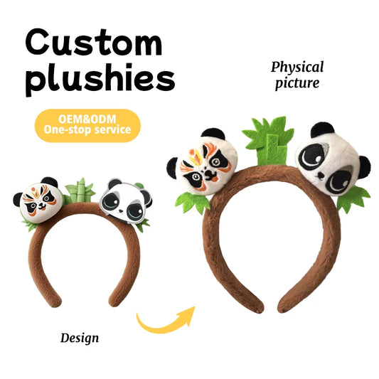 Professional Customizable Plush Toy Chinese-Style Panda Plush Hairband Sichuan Opera Face-Changing & Cute Style Support OEM ODM