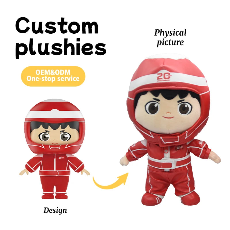 Mengqu Plush Toys Customized F1 Race Exclusive Mascot To Create Suppliers PU Character Plush Action Figures