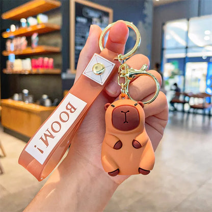 Wholesale of New Cartoon Capybara Silicone Doll Keychains Cute Car Bags Keychains Couple Pendant Gifts