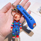 Horror Series 3D Chucky Bride Keychain Cartoon Keyring Soft PVC Silicone Rubber KeyChain Child's Play 2 Chucky Keychain