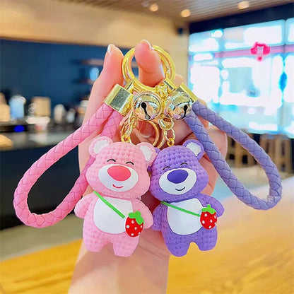 Strawberry Bear Keychain Cute Cartoon Jewelry Pendant Doll Kindergarten Children's Bag Keychain