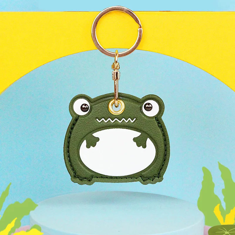 Charming Frog Leather Pendant Enchanting Access Card Holder Keyring Creative Gift Pendant Schoolbag Ornament Gift