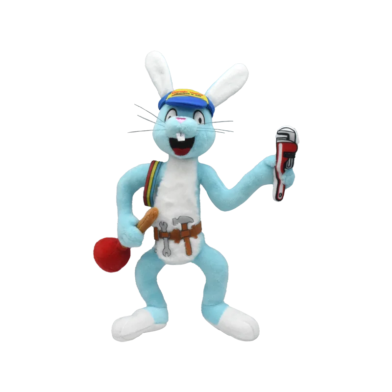 Customizable Blue White Rabbit Stuffed Animal Toy Cartoon Design with Logo Custom Coloring Tool Accepts Orders Sample Images