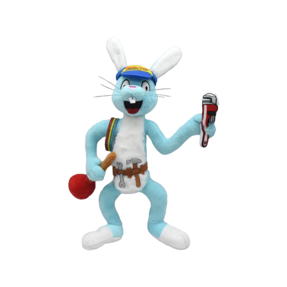 Customizable Blue White Rabbit Stuffed Animal Toy Cartoon Design with Logo Custom Coloring Tool Accepts Orders Sample Images