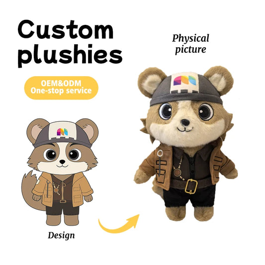 Adventure Style Plush Toy to Picture Custom Embroiderable Enterprise LOGO Employee Welfare Corporate Mascot  Free Proofing