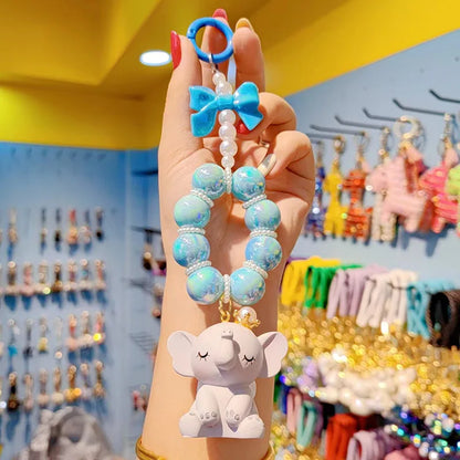 Cute Cartoon Crown for Carabiner Elephant Resin Keychain Stylish Rubber Doll with UV Printing Keychain for Girls Phone Charm