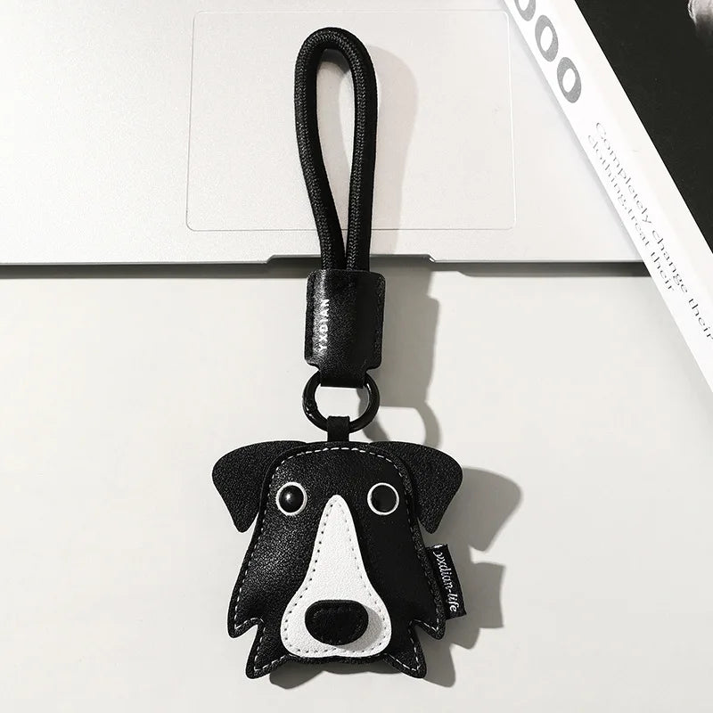 High Quality PU Leather Car Keychain for Puppy Cat Schoolbag Pendant Jewelry Metal Iron Hanging Ornament Small Gifts Bulk