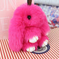 Plush Bunny Women Fur Pom Pom Keychain 14cm Angel Rabbit Key Ring Hare Pompom Plush Dolls Toy Girls Bag Car Key Pendant