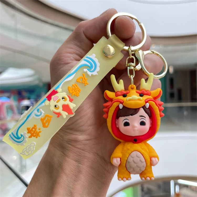 2024 Year of the Dragon Little Dragon Doll Keychain Lovely Doll Bag Pendant Car Keychain Small Gift Wholesale