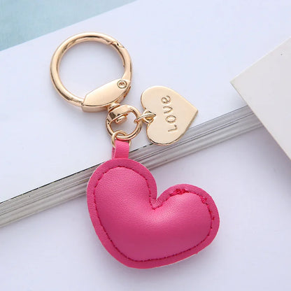 Leather Heart Keychain Charms Bag and Backpack Small Charm Car and Bag Keychain