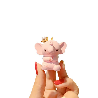 Cute Cartoon Crown for Carabiner Elephant Resin Keychain Stylish Rubber Doll with UV Printing Keychain for Girls Phone Charm