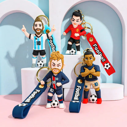 New Arrival Most Popular 3D Cartoon PVC Rubber Keychain Football Team Star Keychains