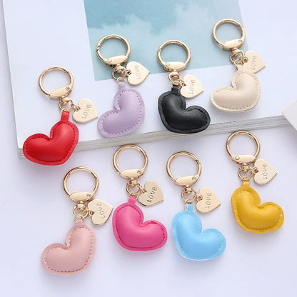 Leather Heart Keychain Charms Bag and Backpack Small Charm Car and Bag Keychain