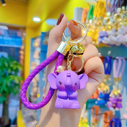Cute Cartoon Crown for Carabiner Elephant Resin Keychain Stylish Rubber Doll with UV Printing Keychain for Girls Phone Charm