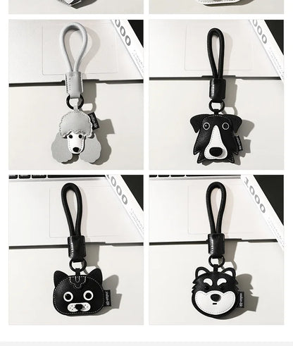High Quality PU Leather Car Keychain for Puppy Cat Schoolbag Pendant Jewelry Metal Iron Hanging Ornament Small Gifts Bulk