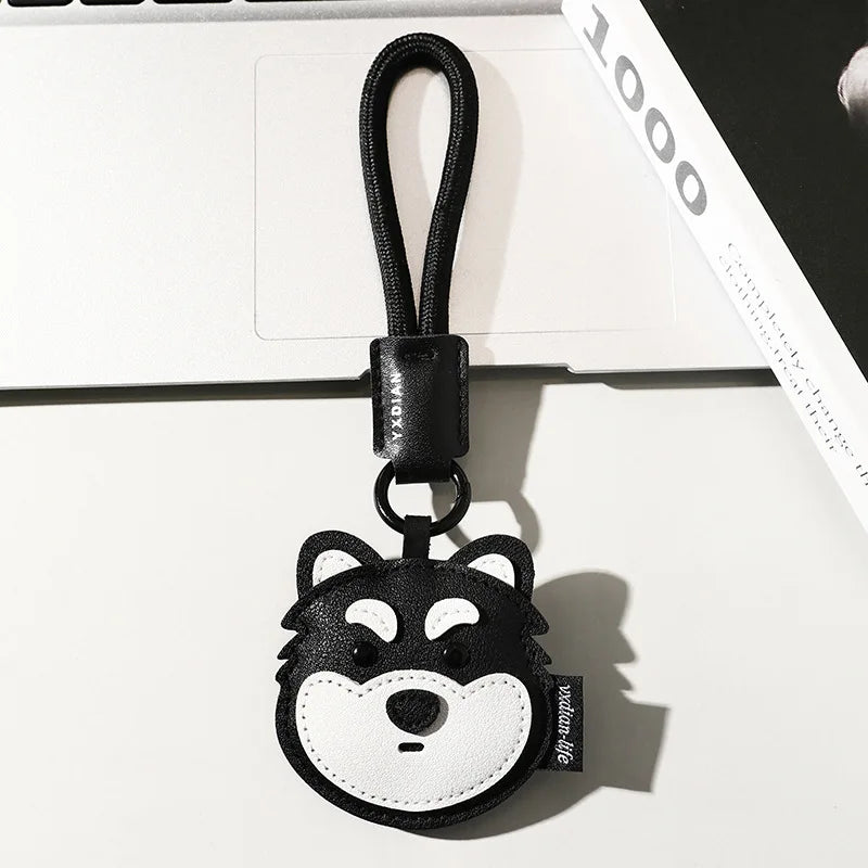 High Quality PU Leather Car Keychain for Puppy Cat Schoolbag Pendant Jewelry Metal Iron Hanging Ornament Small Gifts Bulk