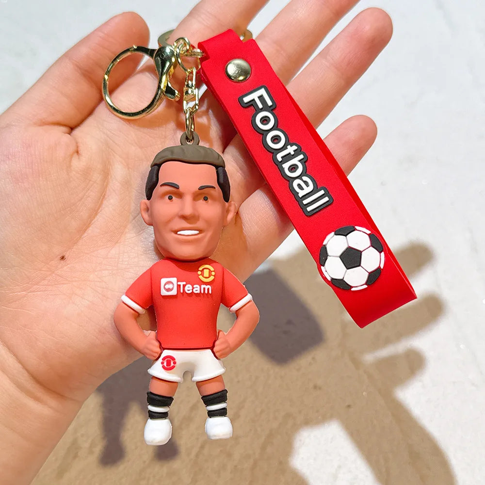 New Arrival Most Popular 3D Cartoon PVC Rubber Keychain Football Team Star Keychains