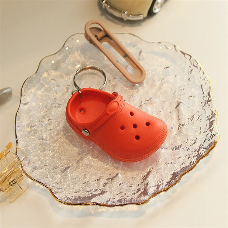 3D Mini EVA Keychain Plastic Foam Beach Hole Sandal Slipper Keychain Decoration Beach Shoe Keychain